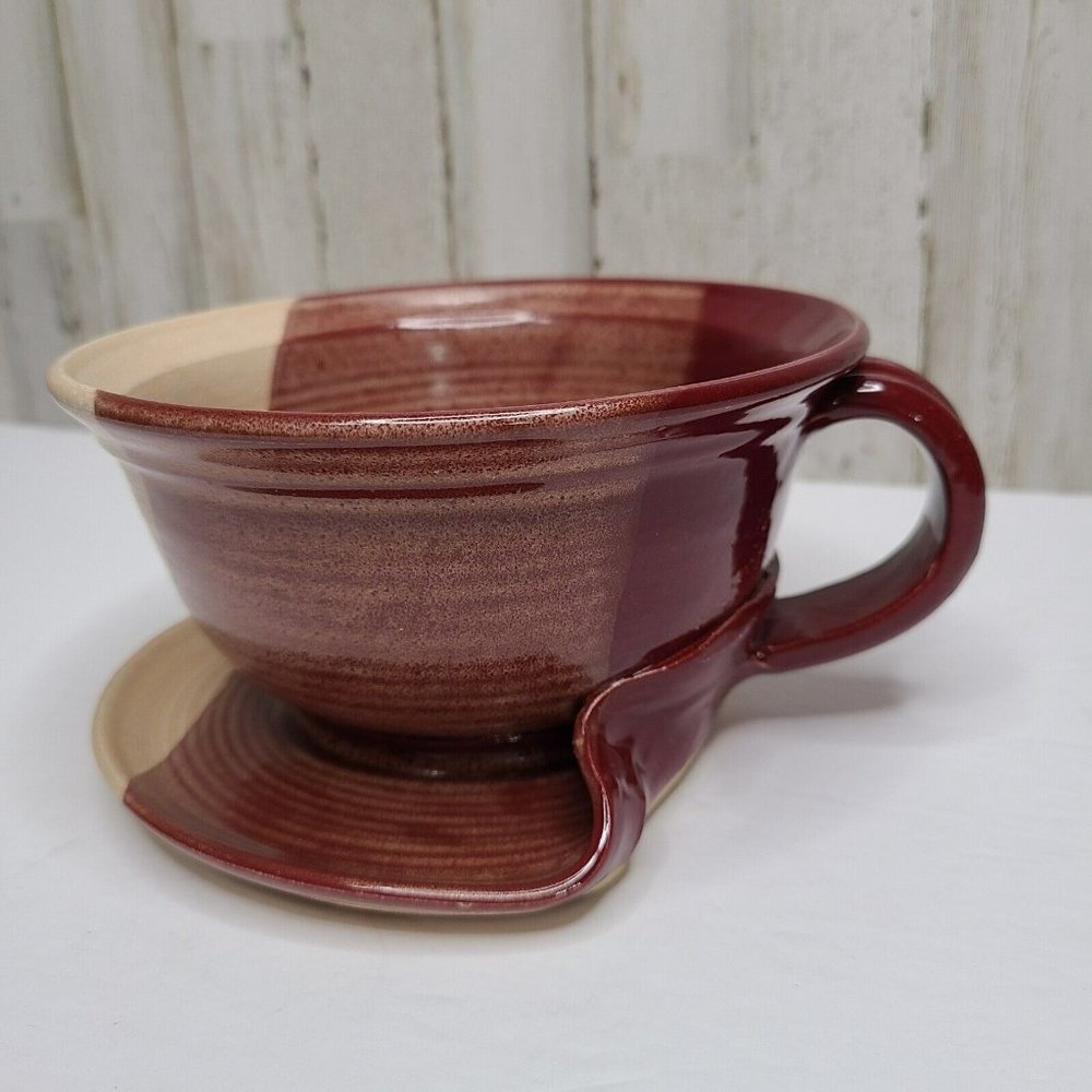 Art Pottery Clay Pottery Unique Soup Bowl Mug Plate Dish One Piece Tri Color - Picture 14 of 16